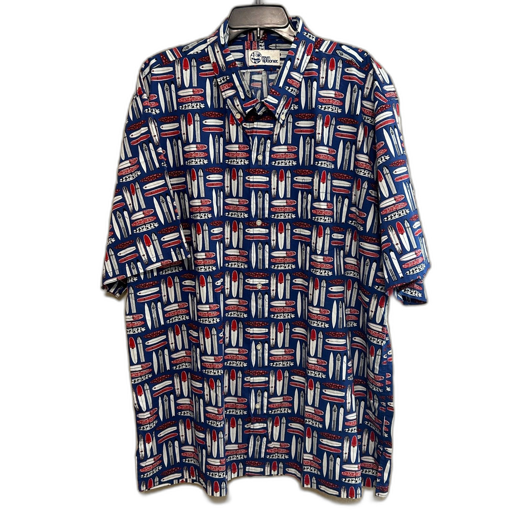 NWT Reyn Spooner Hawaiian Shirt Mens 3XL Blue Surfing Longboard Camp Aloha Beach
